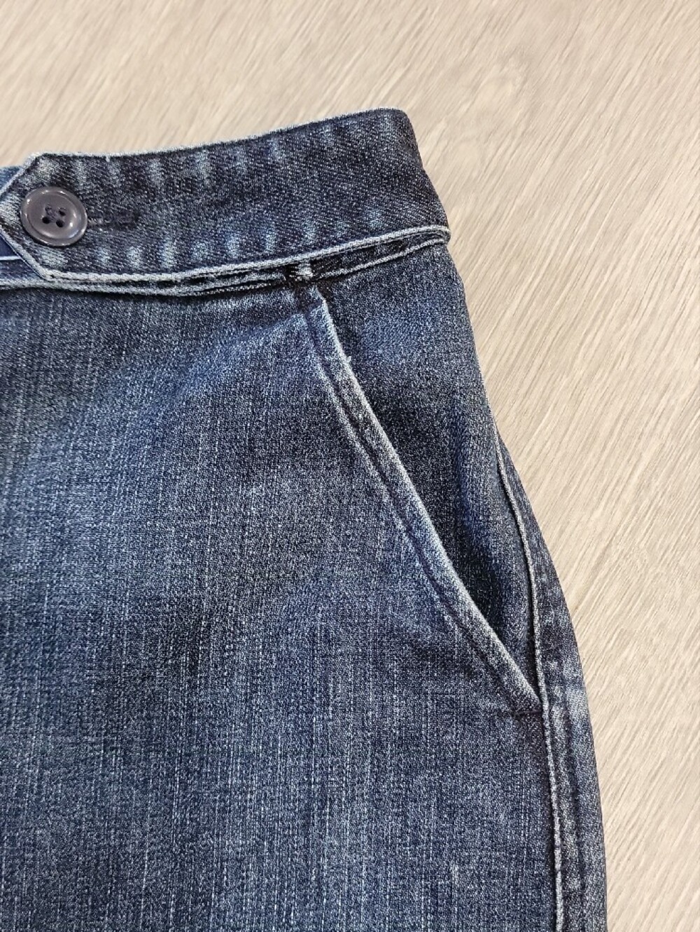 Talbots Blue Denim Mini Skirt with Stripe Waist Detail - Picture 4 of 10
